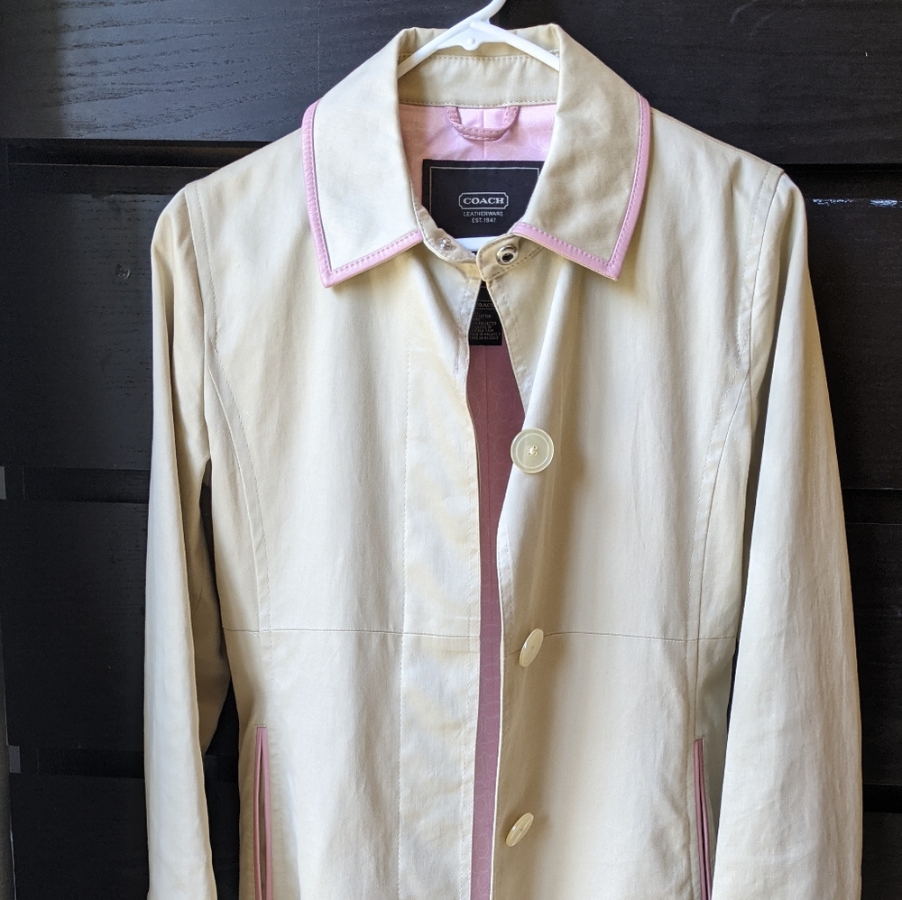 Coach Khaki Trenchcoat Pink Lining Slim Fit 6